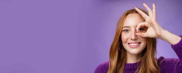 Free Photo headshot of optimistic and playful kind cute redhead female with freckles and white perfect smile sh