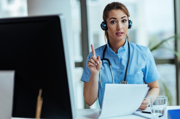 Healthcare worker informing population about latest developments during virus epidemic