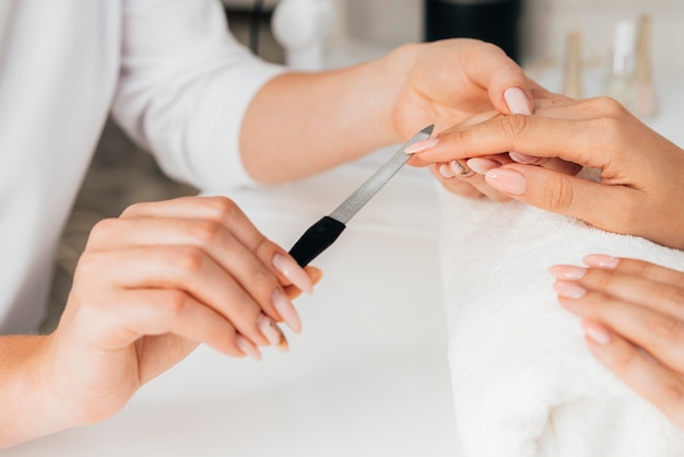 Healthy beautiful manicure and manicurist