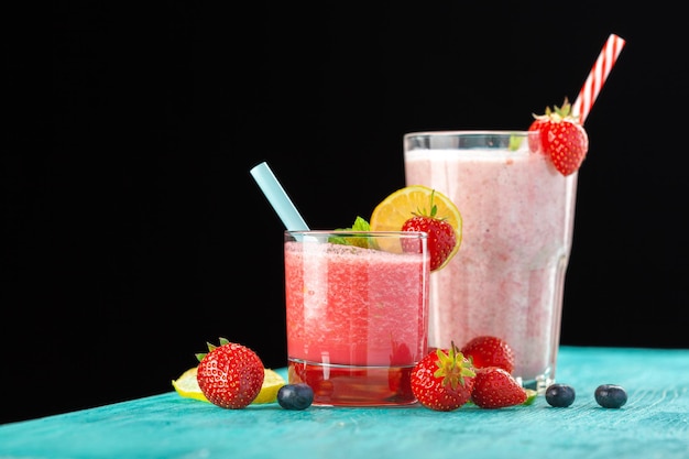 Healthy berry smoothie in glass