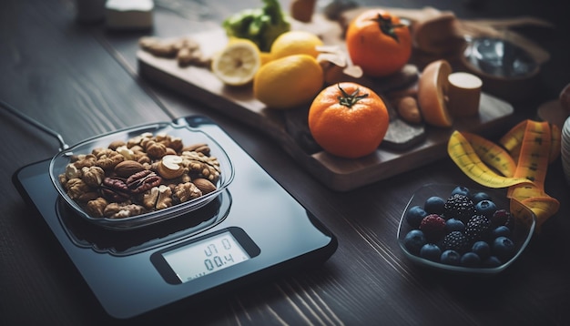 Free Photo healthy bowl of organic fruit and granola generated by ai