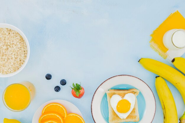 Healthy breakfast with fruits