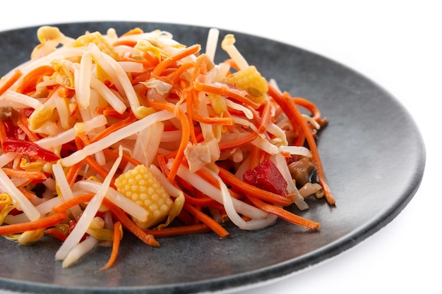 Healthy Chinese cabbage salad isolated on white background