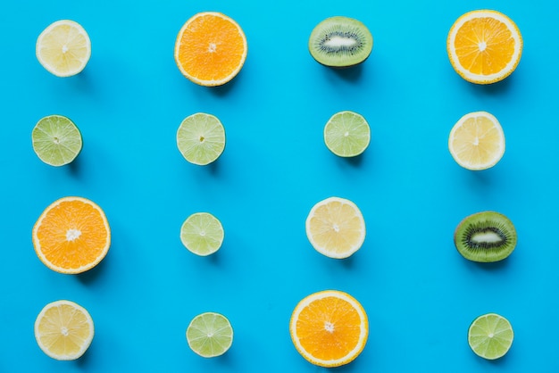 Healthy composition with fruits cut in half