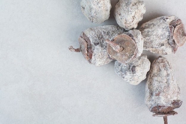 Healthy dried fruits on white background. High quality photo