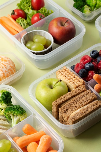 Healthy food boxes arrangement