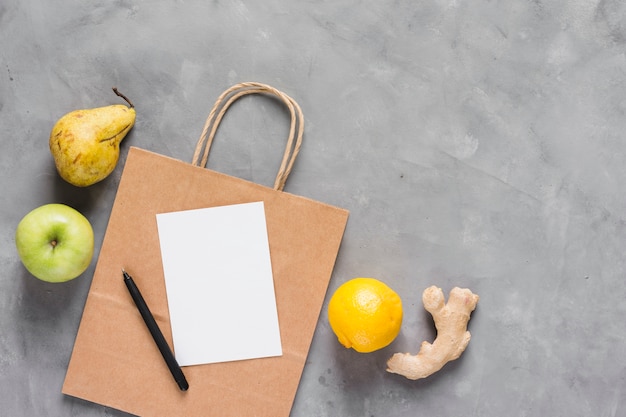 Healthy food and paper bag