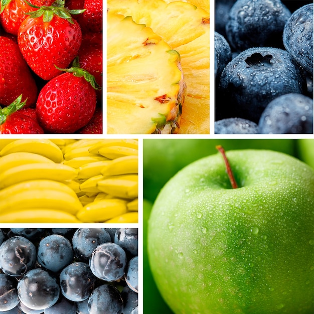 Free photo healthy fruits textures collage