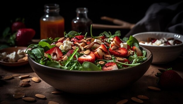 Healthy gourmet salad with fresh organic ingredients generated by AI