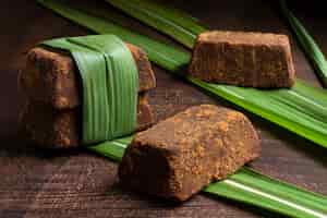 Free photo healthy jaggery still life arrangement