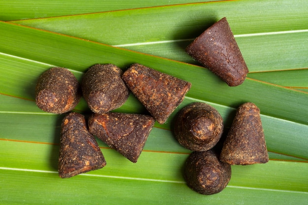 Free photo healthy jaggery still life assortment