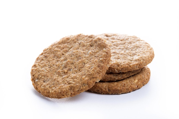 Free photo healthy oatmeal cookies isolated on white background