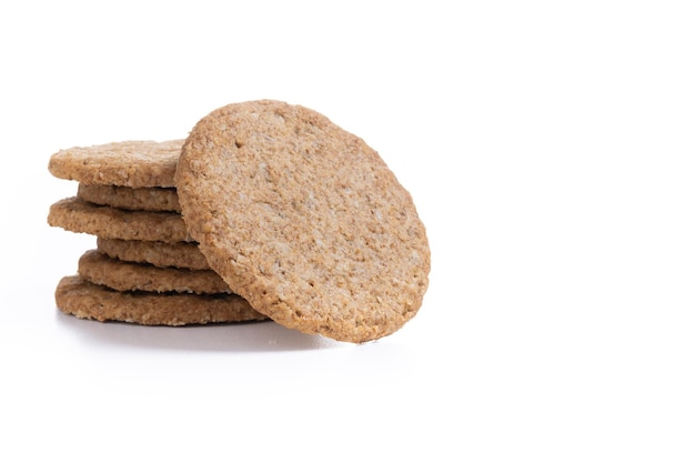 Free photo healthy oatmeal cookies isolated on white background