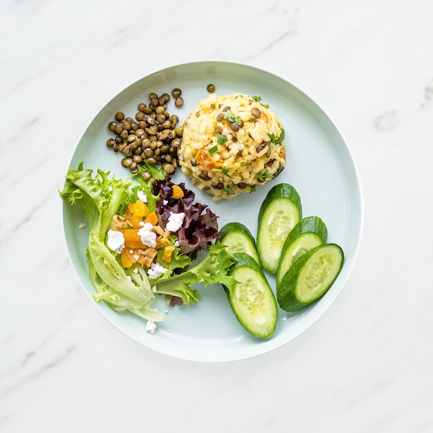 Healthy pumpkin risotto lunch