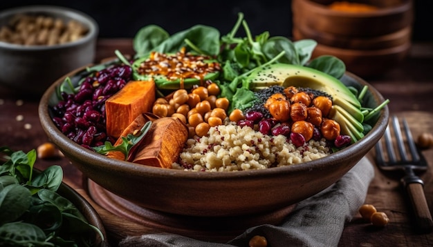 Free Photo healthy salad bowl with fresh organic ingredients generated by ai