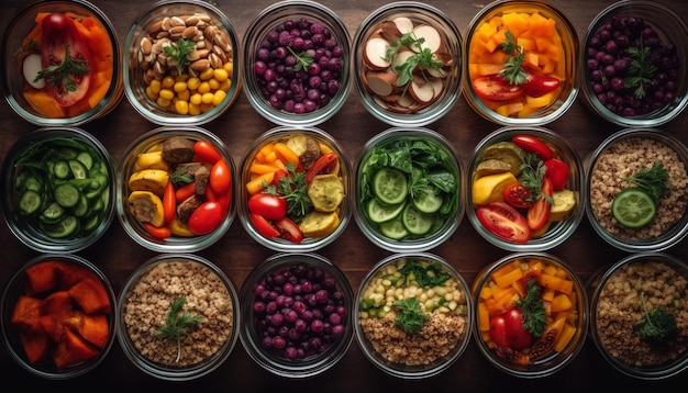 Healthy vegetarian salad bowl with fresh organic ingients generated by AI