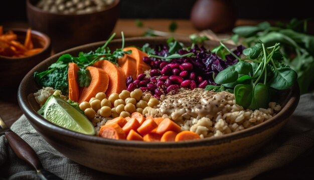 Healthy vegetarian salad with fresh organic ingredients generated by AI