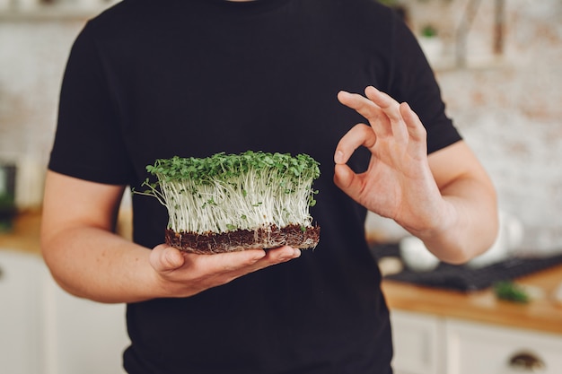 Free photo heap of beet micro greens on table