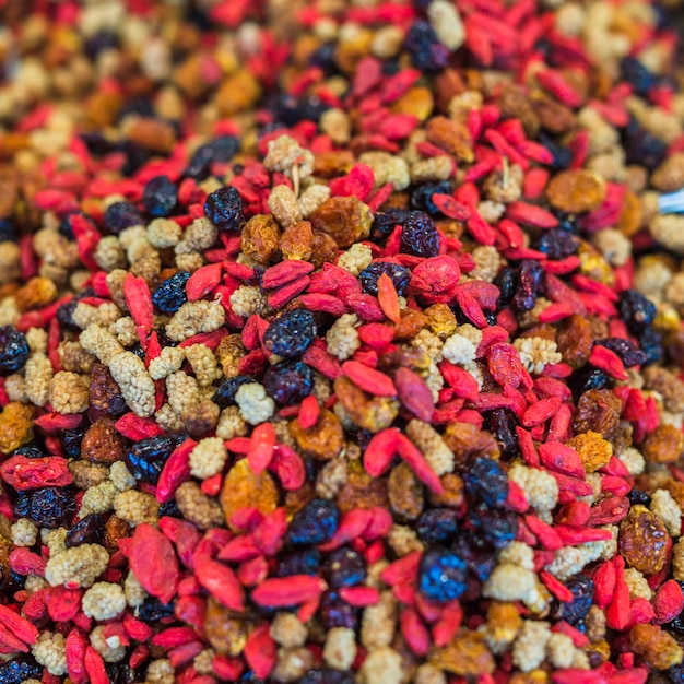 Free photo heap of dried colorful fruits