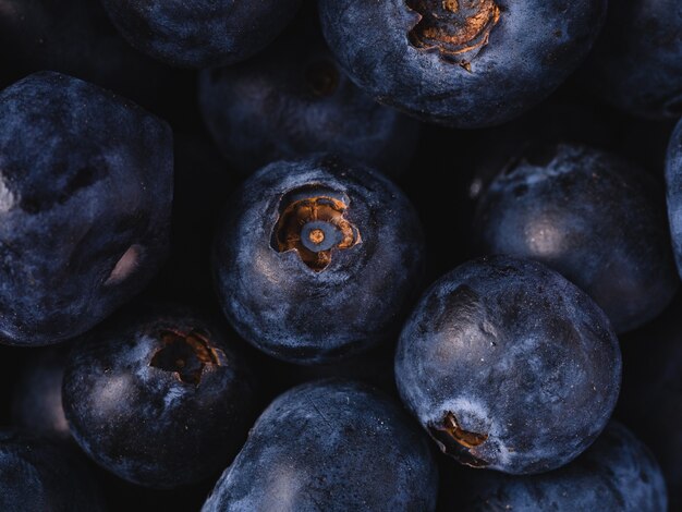 Heap of fresh ripe blueberries