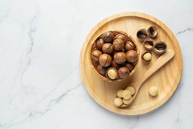 Free Photo heap of macadamia raw seed