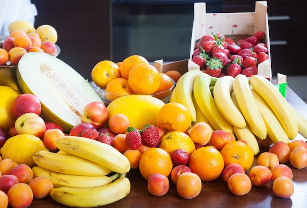 Heap of various fresh fruits