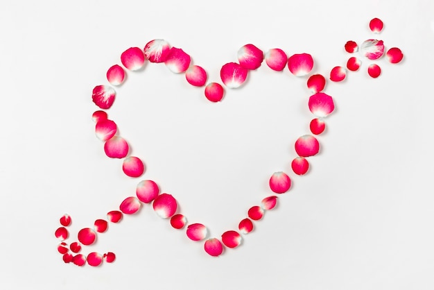 Free Photo heart and arrow from rose petals