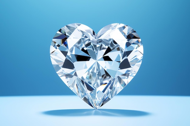 Free Photo heart diamant on blue ai generated image