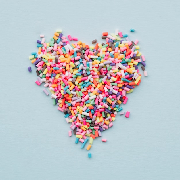 Free Photo heart of different bright sweets