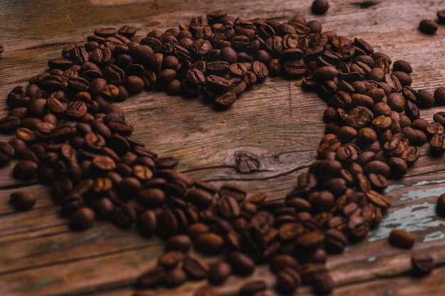 Heart from coffee beans