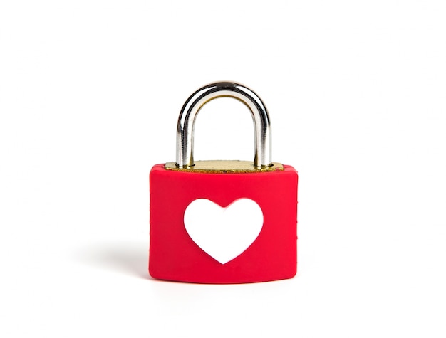 Free photo heart padlock and key on a white background