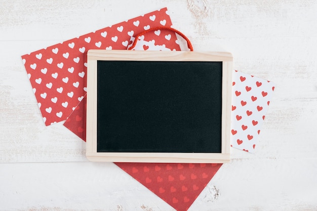 Heart pattern papers with blackboard