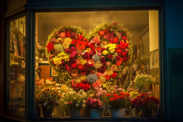 Free photo heart shape made of flowers