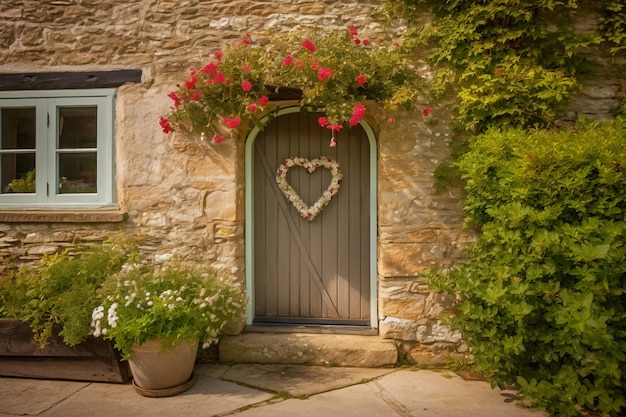 Free photo heart shape made of flowers