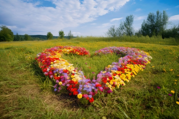 Free photo heart shape made of flowers