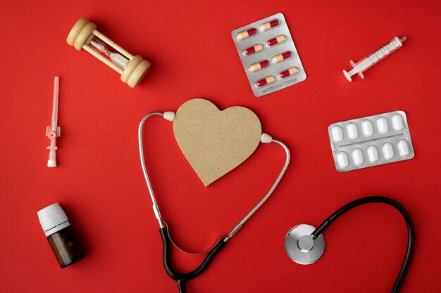 Heart shape and stethoscope for medical subjects