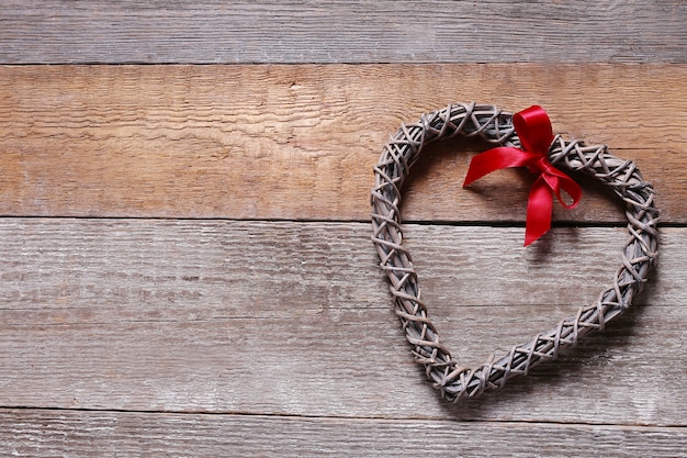 Heart shaped frame and red ribbon