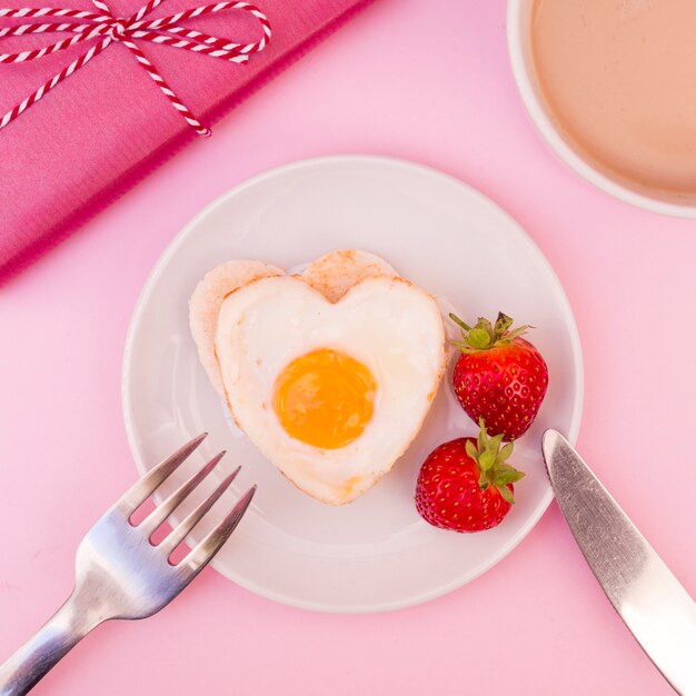 Heart-shaped fried eggs