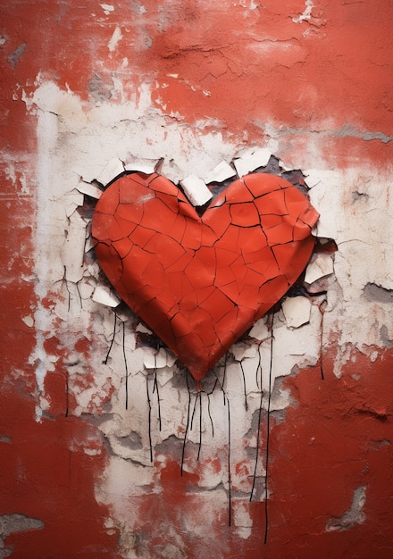 Free photo heart shaped graffiti art