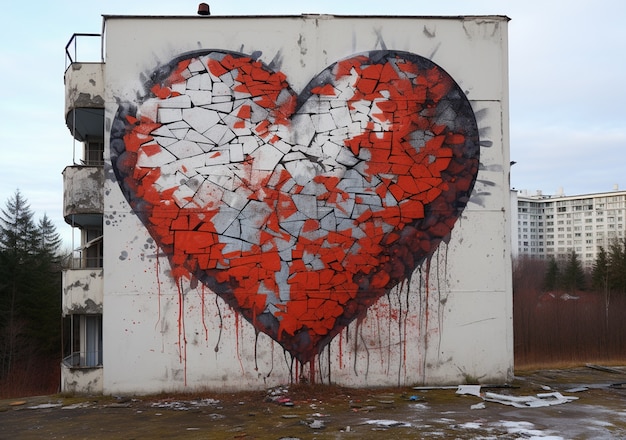 Heart shaped graffiti art