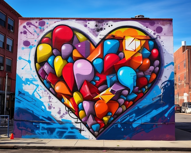 Heart shaped graffiti art