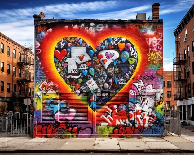 Heart shaped graffiti art