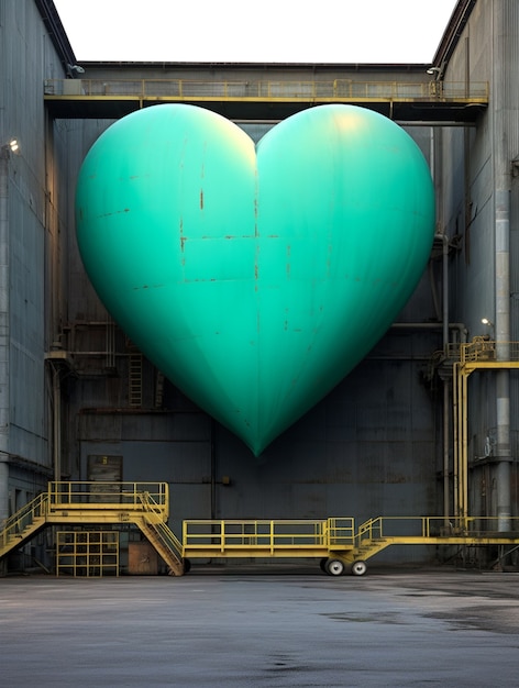 Free photo heart shaped sculpture on street