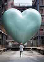 Free photo heart shaped sculpture on street