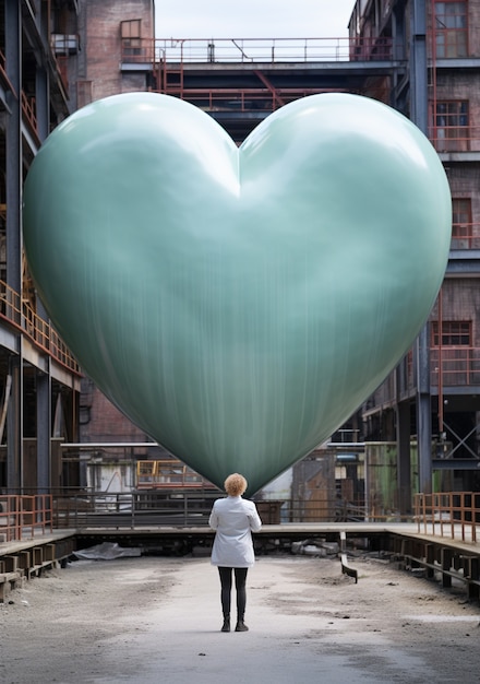 Free Photo heart shaped sculpture on street