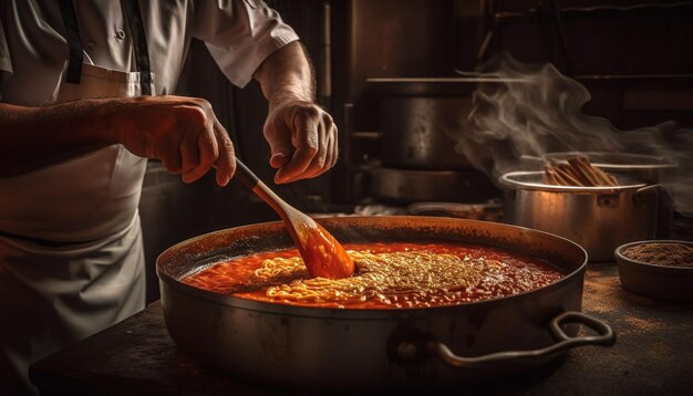 Heat and flame create homemade gourmet bread generated by AI