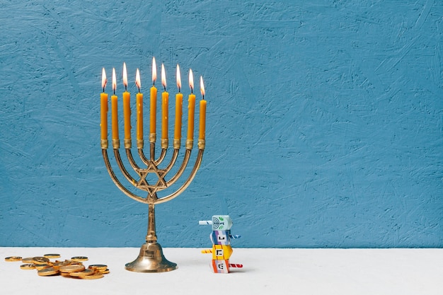 Free photo hebrew candlestick holder burning