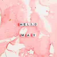 Free photo hello may beads message typography on pink