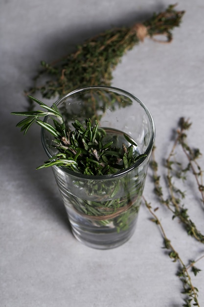 Free photo herbs on glass