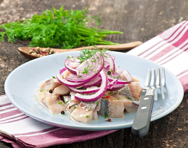 Herring salad with onion